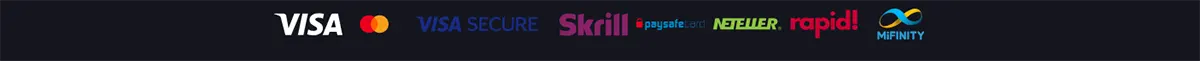Online casino payment providers including Visa, Mastercard, Visa Secure, Skrill, Paysafecard, Neteller, Rapid Transfer and MiFinity